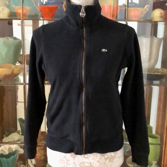 Lacoste full zip fleece logo zipper pull pockets - Picture 2 of 10